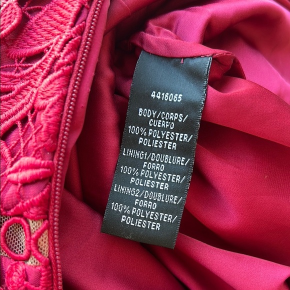 Monique Lhuillier Strapless Red Lace Cocktail Mini Dress | 6 - Picture 8 of 8